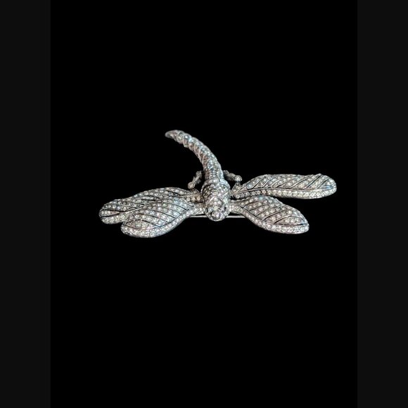 Vintage Ciner Signed Large Silver Tone Dragon Fly Brooch 3.75" - Picture 3 of 8